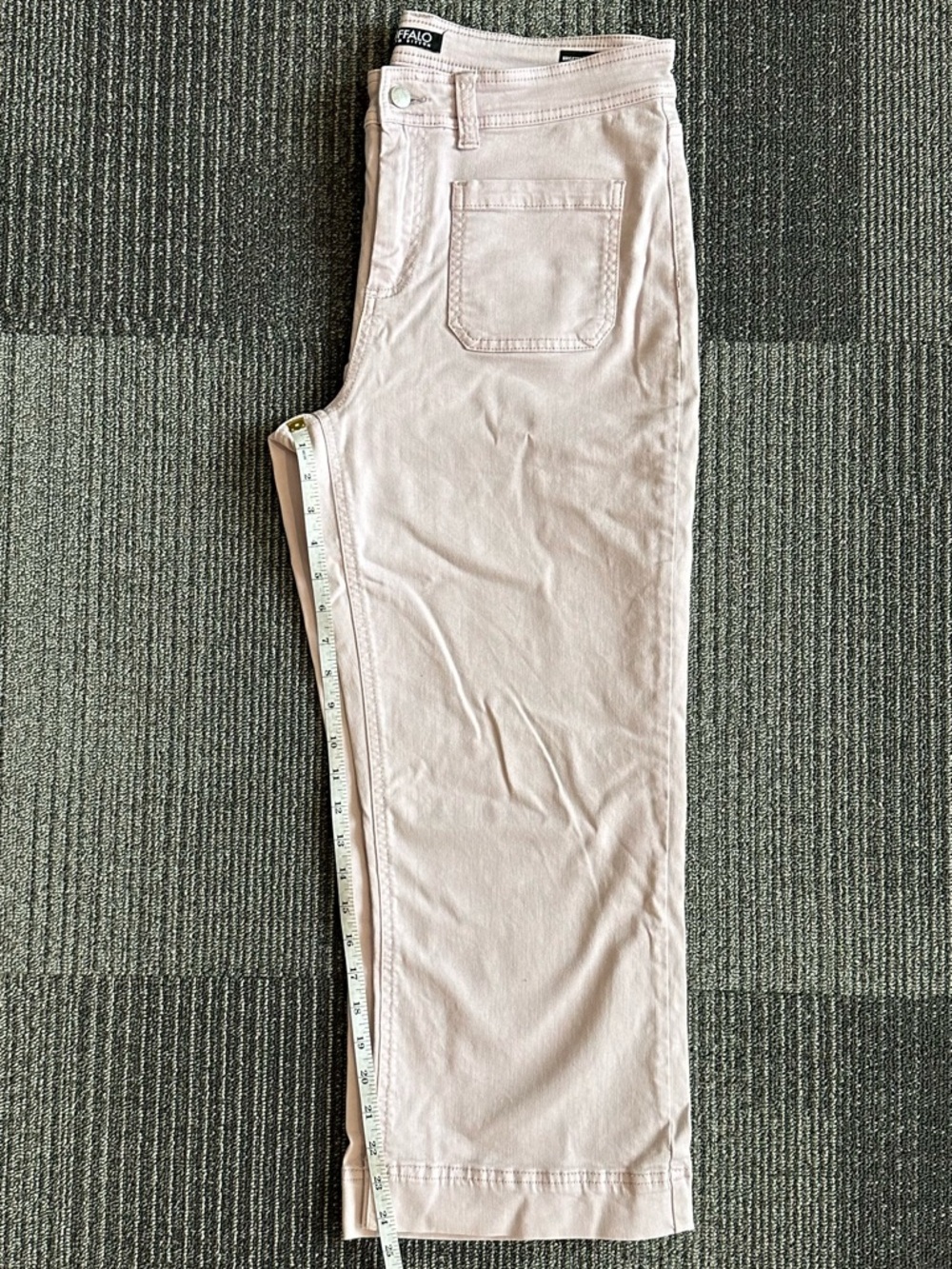 Buffalo David Bitton Light Pink High-Rise Wide Leg Stretch Crop Pants | SIZE 12 - Picture 6 of 7
